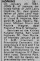 Hopkins, John Basemont - Obituary - The Baltimore Sun 16 Sep 1943 p. 20