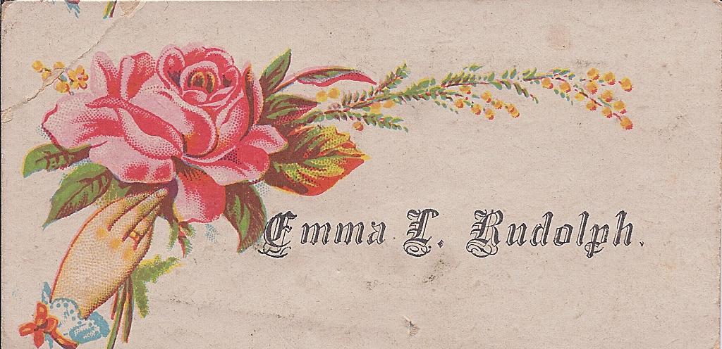 Personal card of Emma Louise Erskine