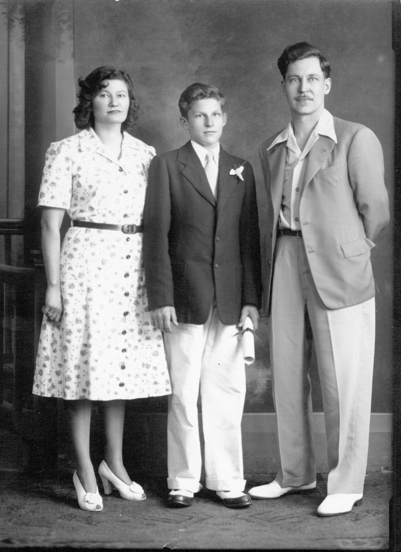 Robert Ernest Rudolph and his parents at his Grammar School Graduation
