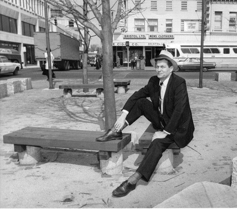 Robert Ernest Rudolph when he resigned as Director of Traffic for the City of Cambridge, MA. This picture was taken in Central Square, Cambridge, which was a notable example of his modernizing the traffic system of the entire city.